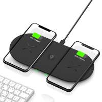 2 in 1 Dual Universal Qi Fast Wireless Phone Charging Pad Wireless Charger 3 Coil Multiple Devices Station for iPhone