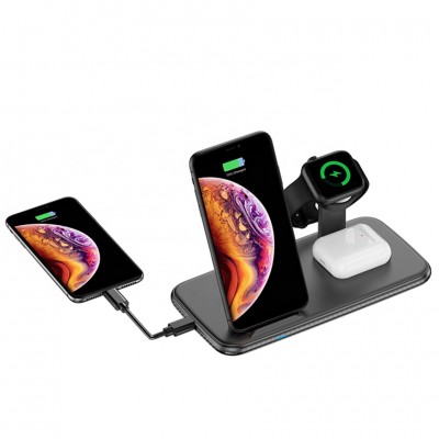 Amazon Best Seller 15W Fast Charging Qi Chargers Universal 4 in 1 CE Cerfected Dual Fast Wireless Charging Station For Apple