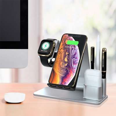 New One Wireless Charger 3 in 1 10W Quick Charging Stand Holder Phone Wireless Charger For iPhone Mobile Phone