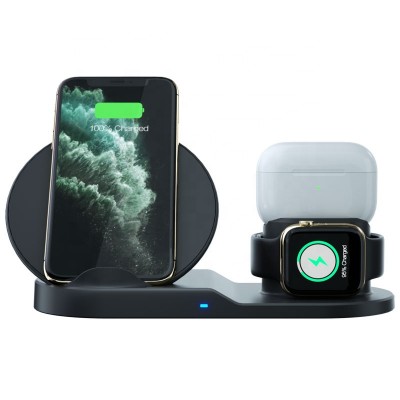 2019 New Arrival Wireless Charger 3 in1 10W Fast Wireless Charging Pad  Luxury Qi Stand Wireless Charger Mobile Phone Charger