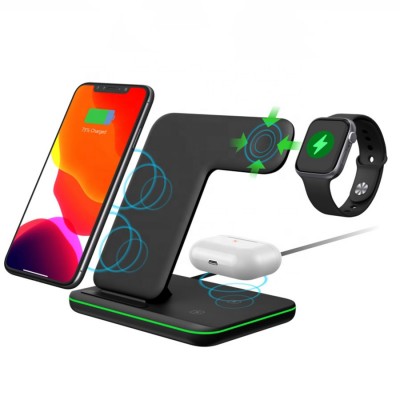 Universal Qi 3 in115W Fast Charging Mobile Wireless Charger For Apple iPhone Samsung TWS Earphone 3 in 1 wireless Phone Charger