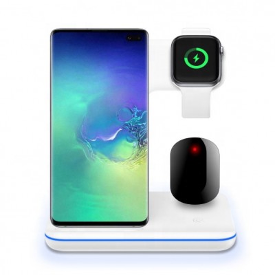 Amazon Best Seller Multifunction Qi Wireless Charger 3 in1 Fast Charging Station Wireless Charger For Apple IWatch Cellphone